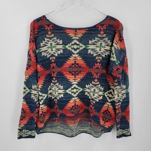 Ralph Lauren Denim and Supply Pullover Damen Medium Aztekenmuster hoher niedriger Saum - Bild 1 von 10