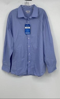 Camisa de vestir Haggar para hombre azul mezcla de algodón premium cómoda talla 18-18,5 34/35 Foto 1 de 4