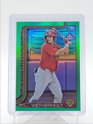 JJ WETHERHOLT 2025 TOPPS PRO DEBUT GREEN FOIL CARDINALS /99 Q3967 - Image 1 of 2