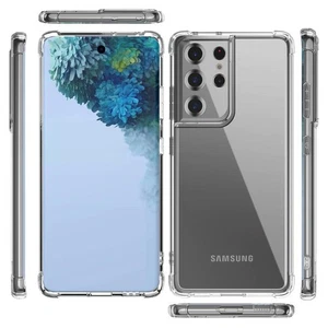 Shockproof Case Samsung S21 Ultra 5G Transparent Clear Corner Cushion Gel Cover - Picture 1 of 1