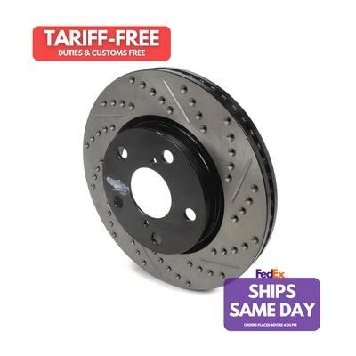 Stoptech 127.44147CL, One Black Iron Sport Cryo Drilled/Slott Ed Brake Rotor; Fr - Image 1 of 4