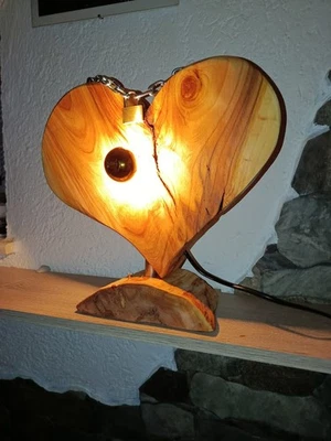 Holzscheibe,Baumstammlampe,Kirschenholz,Retro-Ambiente-Leuchte,Hochzeit,Deko-LED - Bild 1 von 4
