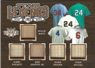 Willie Mays, Kirby Puckett, Stan Musial, Duke Snider, Ken Griffey Jr, murciélago de 5 piezas/15 Foto 1 de 2
