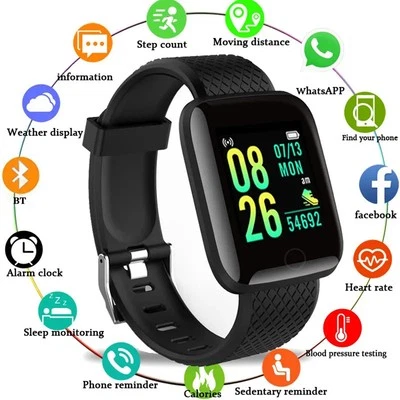 Waterproof Smart Watch Men Women Heart Rate Step Fitness Tracker For iOS Android - Image 1 of 4