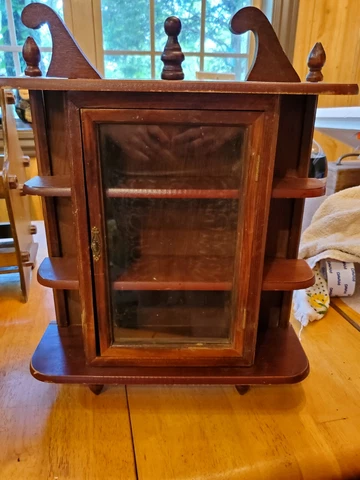 Vintage Wall Glass Door Wood Curio Cabinet shadow box Cover