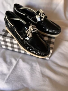 Sebago X Vane Docksides Black Patent Rare - Picture 1 of 5