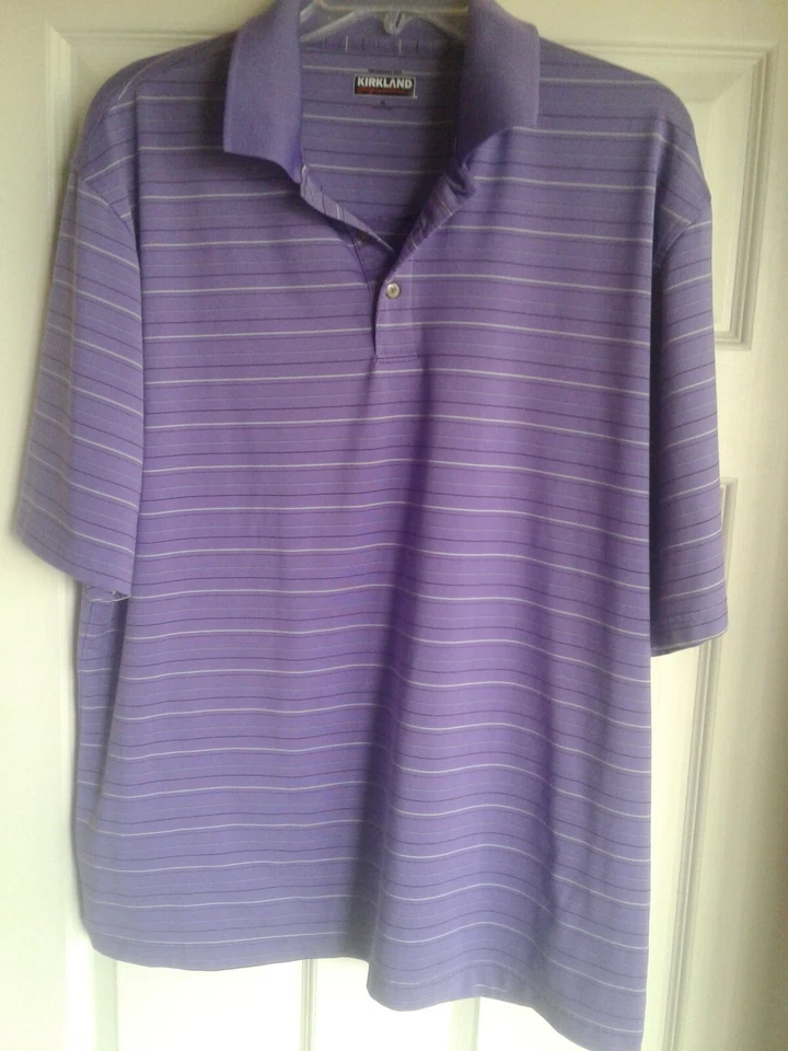 Kirklands Purple Striped Short Sleeve golf polo XL  - Image 1 of 4