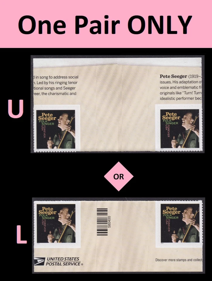 US 5708 Music Icons Pete Seeger F vert gutter margin pair MNH 2022 - Image 1 of 1