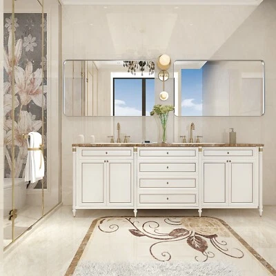 30x20 Inch Glossy Brushed Silver Rectangle Bathroom Mirror with Rounded Corners - Image 1 of 4