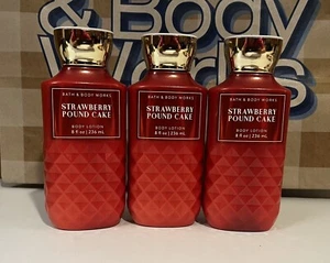 3 Bath & Body works STRAWBERRY POUND CAKE Body LOTION cream Shea 8 oz X3 - Picture 1 of 1