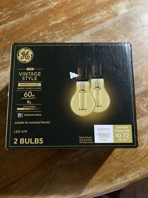 GE LED Vintage Style Warm Candle Light Dimmable 60w Amber 560 Lumens 2 Pack - Image 1 of 4