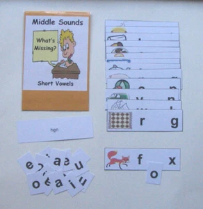 Teacher Made Literacy Center Learning Resource Game Middle Sound Strips - Bild 1 von 2