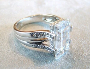 PAJ Sterling Silver 925 Emerald Cut CZ Size 9 Ring - Picture 1 of 7