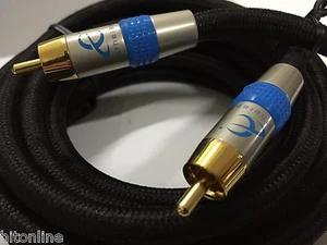 New Ethereal High End 24K GOLD Single RCA Sub woofer Cable 4m Blue - Picture 1 of 2