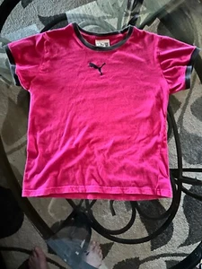 PUMA Brand T - Shirt Size Medium but more like a Small Fushia Pink w/ GrayTrim - Picture 1 of 7