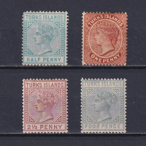 TURKS ISLANDS 1882, SG# 53-57, CV £218, Wmk Crown CA, MH/NG Cover