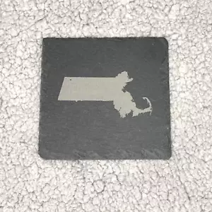 Massachusetts Drink/Beer/Wine Coaster Set Slate 4" Set of 4 - Picture 1 of 3