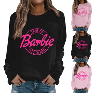 Ladies Long Sleeve Barbie T-Shirt Tops Print Womens Baggy Pullover Blouse Tee - Picture 1 of 13
