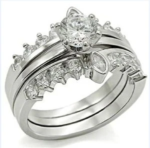 Wedding Ring Set, Engagement Rhodium And Zirconias 4.95 Carats - Picture 1 of 2