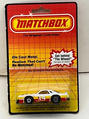 1983 MATCHBOX SUPERFAST #34 PEPSI CHALLENGER 14 CHEVY PRO STOCKER NEW ON CARD - Image 1 of 4
