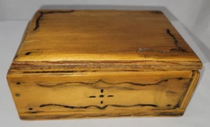 Vintage Simple Wooden Hinged Jewelry/Trinket Box 6.5" L x 3" H x 4"W - Picture 1 of 7