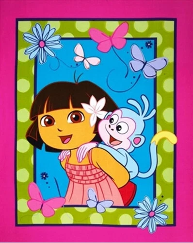 Dora la Exploradora y Botas Rosa Grande 36x44 Panel Tela Algodón Foto 1 de 1