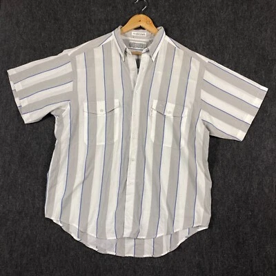 90s Levi's Silver Label Mens XL Short Sleeve Shirt Grey White Bengal Stripe - Image 1 of 4