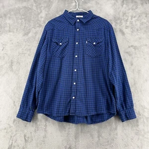 Levis Shirt Mens XL Blue Check Pear Snap Pockets Cowboy Rancher Western READ - Picture 1 of 19