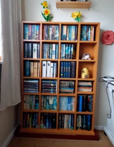 Large Media Cabinet CD DVD Storage Rack Display Shelf Unit Wooden Pigeon Holes - Picture 1 of 15