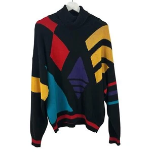 Vintage I.B. Diffusion Women’s Geometric Print Turtleneck Sweater Size L - Picture 1 of 5