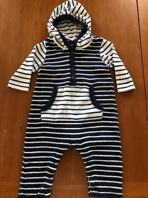 Longall con capucha tejido algodón azul y blanco Nordstrom Baby - recién nacido Foto 1 de 4