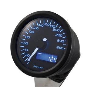 SPEEDOMETER VELONA 60mm black blue lighting up to 260 km/h X HARLEY DAVIDSON - Picture 1 of 12