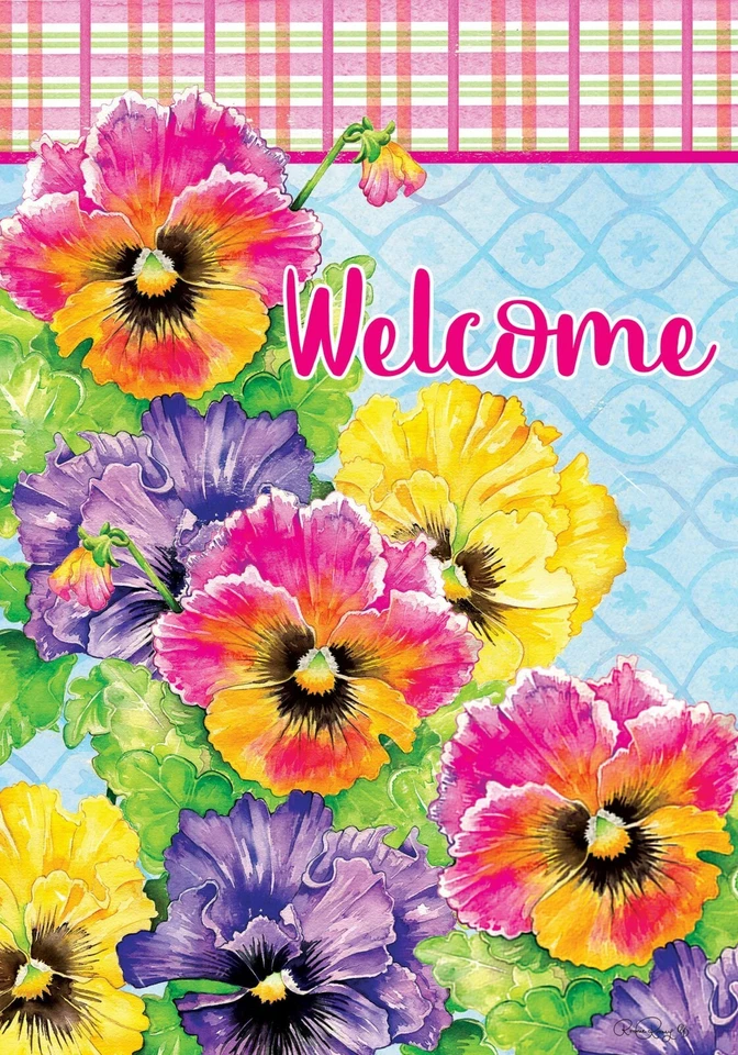 Bandera de jardín con flores de pensamiento 18" x 12" Foto 1 de 1