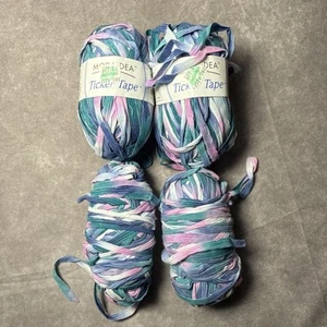 4 Skeins Moda Dea Ticker Tape Yarn Monet #9263 Discontinued Pink Jade Blue White - Picture 1 of 4