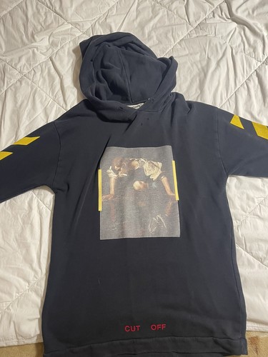 OFF WHITE Felpa con cappuccio oversize BIANCA SPORCA ""Cut Off