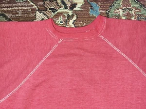 Vtg Faded Red Blank Raglan Short Sleeve Sweatshirt M 60s 70s Chopped - Picture 1 of 6