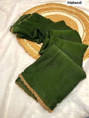 Fandy Silk Indian Women's Saree Beautiful Bollywood Designer Party Wear Sari - Image 1 of 4