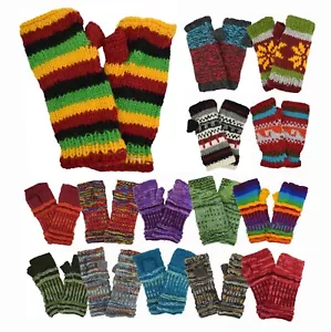 Lana Handknit Multicolor Forro Polar Cálido Calientamanos Mitones - Imagen 1 de 43
