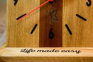 Desk Square Clock handmade Small Silent Table Wooden Wood Nightstand Bedside - Picture 1 of 10