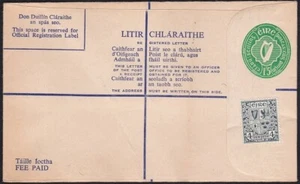 IRLANDA 1/5d busta registrata aggiornata 4p - mai usata.......................C1887 - Foto 1 di 2
