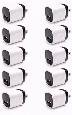 10x USB Cargador de Pared Enchufe Adaptador de Alimentación Hogar Toma de EE. UU. para Todos los Teléfonos Móviles Foto 1 de 4