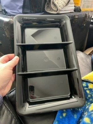 Black Plastic 3 Compartment Catering Serving Tray 9" x 14.25" New! - Image 1 of 2