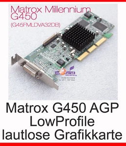 Graphiccard Matrox AGP DVI G450 -32 Low Profile NB MGA G45FMLDVA32DBF SFF G21 - Picture 1 of 1