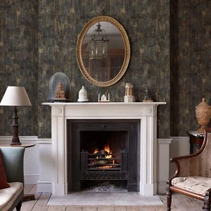 2 Rolls@ 10m Modern Decor Wallpaper Industrial Brown Metallic Texture Wall Paper - Picture 1 of 5