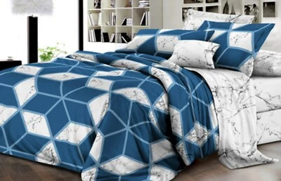 Набор постельного белья новый евро СИНИЕ РОМБЫ сатин - Image 1 of 4