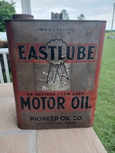 Eastlube Motoröl 2 Gallonen Blechdose Pioneer Oil Company Philadelphia Pennsylvani - Bild 1 von 10