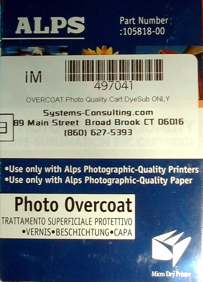 ALPS OVERCOAT Photo Quality Cart (Dye Sub ONLY) - Image 1 of 1