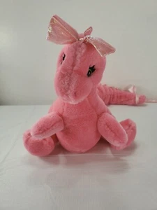 Vintage 1997 AVON Pink Plush Dragon Dino~ 12" Stuffed Animal Metallic - Picture 1 of 7