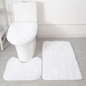 3-Piece Bathroom Bath Mat Contour Rug Set with Toilet Lid Cover Home Decoration│ - Picture 1 of 41