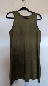 Karen Kane Olive Green Sleeveless Faux Suede Tunic Dress Large - Picture 1 of 4